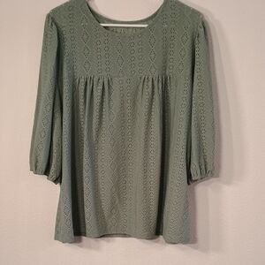 SHEIN Green Lace Blouse